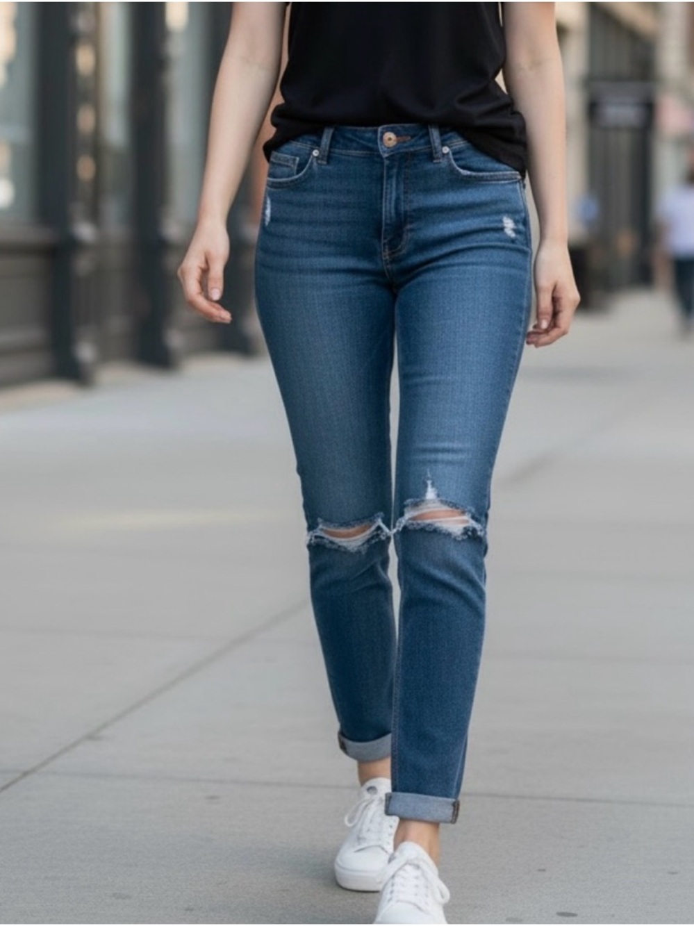 Flying Monkey Distressed Mid Rise Dark Wash Skinny 29 Jeans NWT
